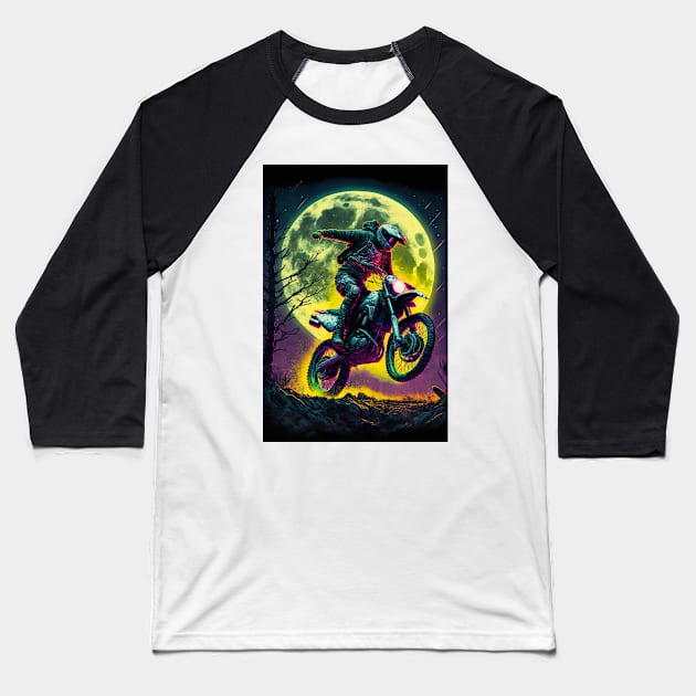 Cyber Future Dirt Bike With Neon Colors Baseball T-Shirt by KoolArtDistrict